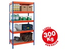 [STABIL 100/50] ESTANTERIA METALICA AR STORAGE 192X100X50CM 5 ESTANTES 300KG POR ESTANTE BANDEJAS DE MADERA SIN TORNILLOS AZUL/NARANJA