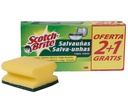 [39] ESTROPAJO SALVAUÑAS SCOTCH BRITE FIBRA VERDE PAQUETE 3X2