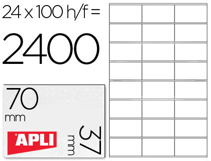 ETIQUETA ADHESIVA APLI 1273 TAMAÑO 70X37 MM FOTOCOPIADORA LASER INK-JET CAJA CON 100 HOJAS DIN A4