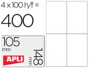 [01280] ETIQUETA ADHESIVA APLI 1280 TAMAÑO 105X148 MM PARA FOTOCOPIADORA LASER INK-JET CAJA CON 100 HOJAS DIN A4