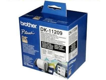 ETIQUETA ADHESIVA BROTHER DK11209 -TAMAÑO 62X29 MM PARA IMPRESORAS DE ETIQUETAS SOLO 1050/N/1060N -800 ETIQ.-