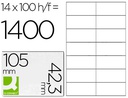 [KF10656] ETIQUETA ADHESIVA Q-CONNECT KF10656 TAMAÑO 105X42,3 MM FOTOCOPIADORA LASER INK-JET CAJA CON 100 HOJAS DIN A4