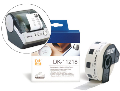 ETIQUETA BROTHER DK11218 PARA IMPRESORAS QL-CIRCULARES 24 MM -1000 ETIQUETAS-