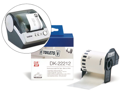 ETIQUETA BROTHER DK22212 CINTA PLASTICA CONTINUA ADHESIVA BLANCA 62X15,24 MT