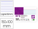 [FR03] FICHA LIDERPAPEL RAYADA Nº3 100X150 MM 180G/M2 PAQUETE DE 100 UNIDADES