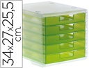 [4005 KW TL] FICHERO CAJONES DE SOBREMESA ARCHIVO 2000 340X270X260 MM APILABLES 5 CAJONES VERDE KIWI TRANSLUCIDO