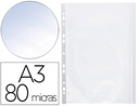 [KF00715] FUNDA MULTITALADRO Q-CONNECT DIN A3 APAISADA 80 MICRAS CRISTAL CON APERTURA SUPERIOR - BOLSA DE 10