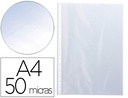 [KF00311] FUNDA MULTITALADRO Q-CONNECT DIN A4 50 MC CRISTAL BOLSA DE 100 UNIDADES