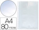 [KF16601] FUNDA MULTITALADRO Q-CONNECT DIN A4 80 MC CRISTAL BOLSA DE 100 UNIDADES