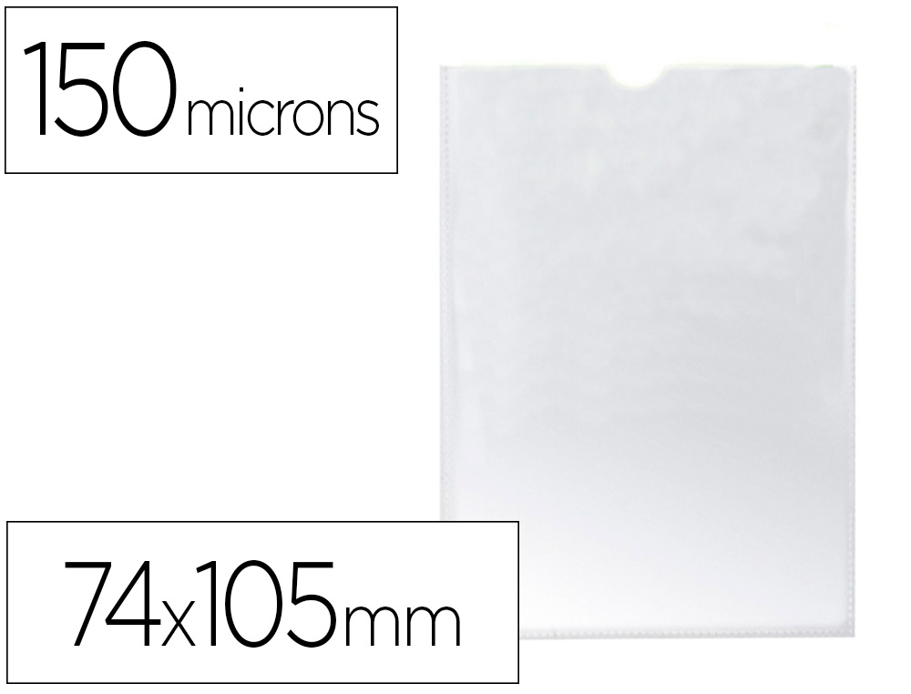 FUNDA PORTADOCUMENTO Q-CONNECT DIN A7 150 MICRAS PVC TRANSPARENTE CON UÑERO 84X115 MM