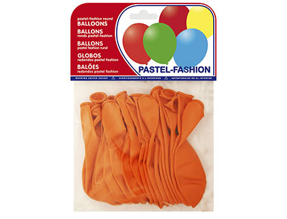 GLOBO 100% LATEX BIODEGRADABLE PASTEL NARANJA BOLSA DE 20 UNIDADES