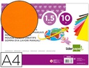 [GE80] GOMA EVA LIDERPAPEL DIN A4 60G/M2 ESPESOR 1,5MM NARANJA PAQUETE DE 10 HOJAS