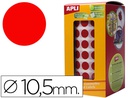 [4853] GOMETS AUTOADHESIVOS CIRCULARES 10,5 MM ROJO ROLLO DE 5192 UNIDADES