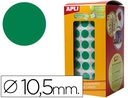 [4854] GOMETS AUTOADHESIVOS CIRCULARES 10,5MM VERDE ROLLO DE 5192 UNIDADES