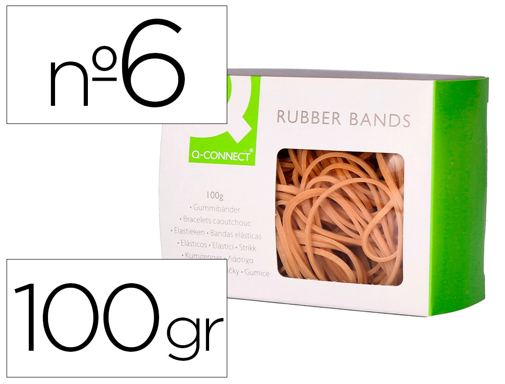 GOMILLAS ELASTICAS Q-CONNECT 100 GR NUMERO 6 60 X 2 MM