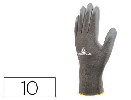GUANTES DELTAPLUS POLIESTER ANTIDESLIZANTE LAVABLE ESPECIAL PARA MANIPULACION Y MANUTENCION GRIS TALLA 10