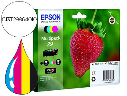 INK-JET EPSON HOME 29 T2986 XP435/330/235 MULTIPACK 4 COLORES NEGRO/AMARILLO/CIAN/MAGENTA