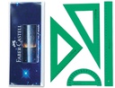 [65021] JUEGO ESCUADRA Y CARTABON PETACA FABER CASTELL METACRILATO COLOR VERDE
