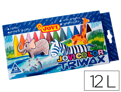 LAPICES CERA JOVICOLOR TRIANGULAR TRIWAX 12 UNIDADES COLORES SURTIDOS