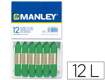 LAPICES CERA MANLEY UNICOLOR VERDE PRIMAVERA N.25 CAJA DE 12 UNIDADES