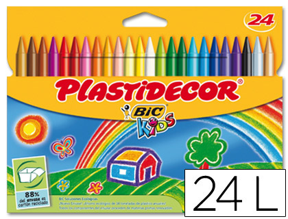 LAPICES CERA PLASTIDECOR CAJA DE 24 COLORES