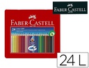 [112423] LAPICES DE COLORES FABER CASTELL ACUARELABLE COLOUR GRIP TRIANGULAR CAJA METALICA DE 24 COLORES SURTIDOS