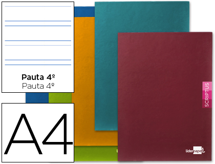 LIBRETA LIDERPAPEL SCRIPTUS A4 48 HOJAS 90G/M2 PAUTA 4ª 3.5MM CON MARGEN