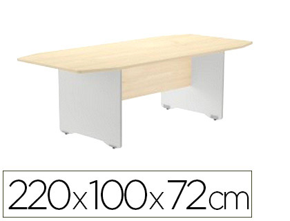 MESA DE REUNION ROCADA MEETING 3003AN01 ESTRUCTURA MADERA GRIS ALUMINIO TABLERO MADERA HAYA 220X100X72 CM