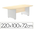 [3003AN01V24] MESA DE REUNION ROCADA MEETING 3003AN01 ESTRUCTURA MADERA GRIS ALUMINIO TABLERO MADERA HAYA 220X100X72 CM