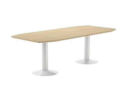 MESA DE REUNION ROCADA MEETING 3003ATW02 ESTRUCTURA COLUMNA DOBLE ACERO BLANCO TABLERO MADERA GRIS