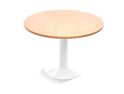 MESA DE REUNION ROCADA MEETING 3005ATW01 ESTRUCTURA COLUMNA ACERO BLANCO TABLERO MADERA HAYA 100 CM DIAMETRO