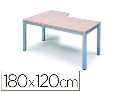 MESA ROCADA SERIE EXECUTIVE 180X120 CM DERECHA ACABADO AD04 ALUMINIO/BLANCO