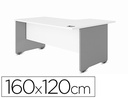 [2051AN04V24] MESA ROCADA SERIE WORK 160X120 CM DERECHA ACABADO AN04 GRIS/BLANCO