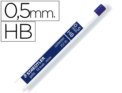 MINAS STAEDTLER GRAFITO 0,5 MM HB POLO 257 TUBO CON 12 MINAS