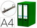 [100580051] MODULO ELBA 2 ARCHIVADORES DE PALANCA DIN A4 CON RADO 2 ANILLAS VERDE LOMO DE 80 MM