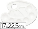 [A15418] PALETA PLASTICO LIDERCOLOR OVALADA 10 HUECOS DIESTROS TAMAÑO 17X22,5CM