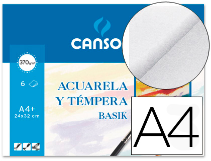 PAPEL ACUARELA BASIK CANSON DIN A4+ 370 GR PACK DE 6 HOJAS