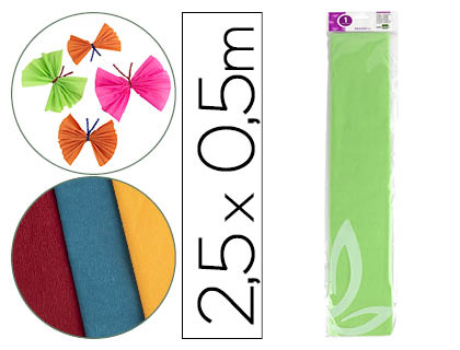 PAPEL CRESPON LIDERPAPEL 50 CM X 2.5M 34G/M2 VERDE CLARO