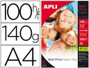 [11804] PAPEL FOTOGRAFICO APLI GLOSSY DIN A4 PACK DE 100 HOJAS 140 GR