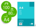[PA03] PAPEL LIDERPAPEL A4 80G/M2 SIN TALADROS CUADRO 4 MM PAQUETE DE 100 HOJAS