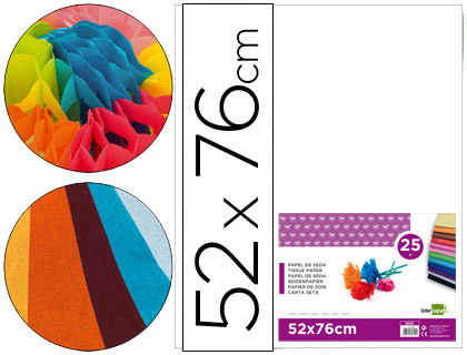 PAPEL SEDA LIDERPAPEL BLANCO 52X76 CM 18 GR PAQUETE DE 25 HOJAS