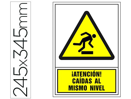 PICTOGRAMA SYSSA SEÑAL DE ADVERTENCIA ATENCION! CAIDAS AL MISMO NIVEL EN PVC 245X345 MM