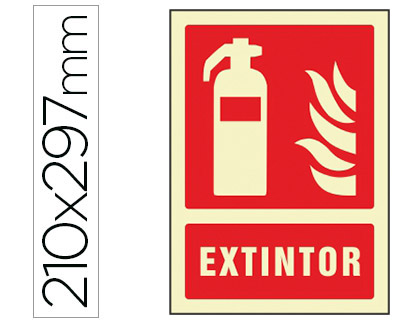 PICTOGRAMA SYSSA SEÑAL DE EXTINTOR EN PVC FOTOLUMINISCENTE 210X297 MM