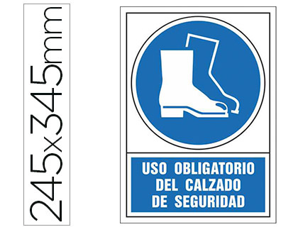 PICTOGRAMA SYSSA SEÑAL DE OBLIGACION USO OBLIGATORIO DEL CALZADO DE SEGURIDAD EN PVC 245X345 MM