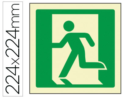 PICTOGRAMA SYSSA SEÑAL DE SALIDA DE EMERGENCIA IZQUIERDA EN PVC FOTOLUMINISCENTE 210X210 MM