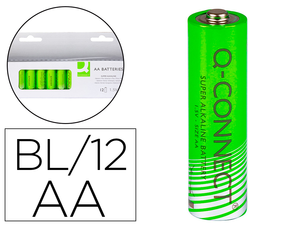 PILA Q-CONNECT ALCALINA AA BLISTER CON 12 UNIDADES