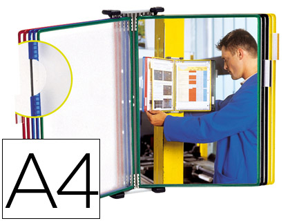 PORTACATALOGO DE PARED METALICO TARIFOLD CON 10 FUNDAS DIN A4 COLORES SURTIDOS