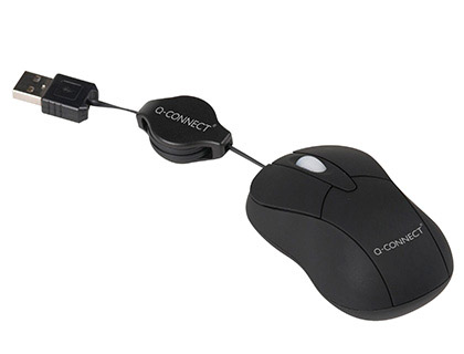 RATON Q-CONNECT MINI OPTICO 800 DPI RETRACTIL USB 1,5 GHZ NEGRO