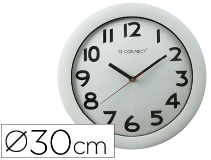 RELOJ Q-CONNECT DE PARED PLASTICO OFICINA REDONDO 30 CM MARCO BLANCO