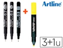 [EK-280/3W + 1 660] ROTULADOR ARTLINE COMIC PEN CALIBRADO MICROMETRICO NEGRO BOLSA DE 3 UDS 0,2 0,4 0,8 + FLUORESCENTE 660